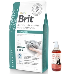 BRIT GF Veterinary Diets Cat Sterilised 5kg+LAB V Ulei de somon pentru câini și pisici 500ml
