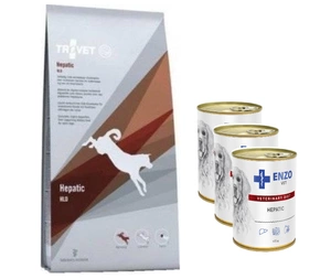 TROVET HLD Hepatic (pentru câini) 12,5 kg + ENZO VET Hepatic pentru afecțiuni hepatice la câini 3 x 400 g