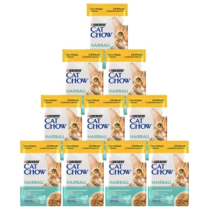 Purina Cat Chow Hairball Hrană Pui și fasole verde în sos 10x85g