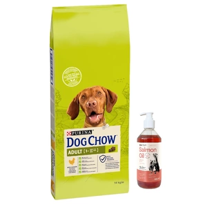 Purina Dog Chow Adult cu pui 14 kg + LAB V Ulei de somon pentru câini și pisici 500 ml