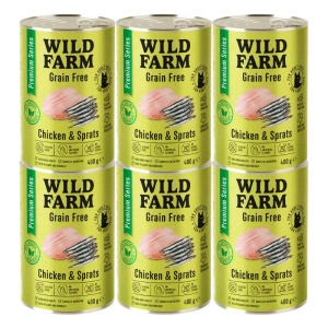 WILD FARM Premium Grain Free Chicken and Sprats 6x400g - hrană fără cereale pentru pisici