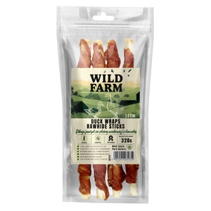 WILD FARM Baton lung din piele de vită cu rață 28cm 320g tratează câinii