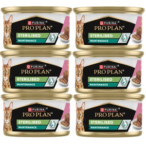 PRO PLAN Sterilised Pateu umed cu somon și ton Hrană umedă pentru pisici 6x85g