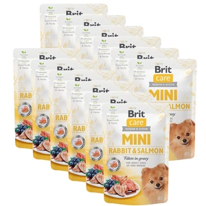 Brit Care Mini Fillets în sos de iepure și somon 12x85g