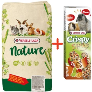 Versele-Laga Cavia Nature 9 kg + VERSELE LAGA Crispy Sticks Rabbits-Guinea Pigs Fruit 110 g - 2 batoane cu fructe pentru iepuri și porcușori de Guineea GRATUIT!