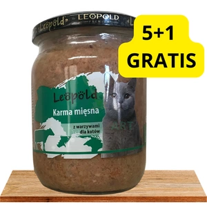 Leopold Hrană de carne cu legume pentru pisici 6x500g (Borcan)