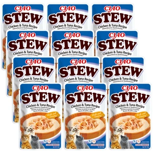 Tocană cremoasă de pui și ton pentru pisici INABA Cat Ciao Stew 12x40g