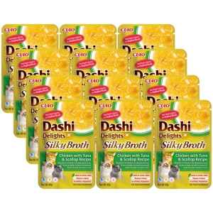 INABA Dashi Delights Silky Broth Chicken with Tuna & Scallop Recipe 12x40g