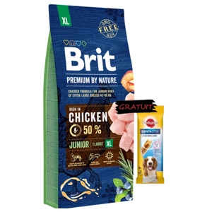 Brit Premium By Nature Junior XL cu pui 15kg++DentaStix GRATUIT!