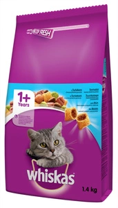WHISKAS Adult 1,4 kg – hrană uscată pentru pisici cu ton și legume