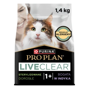 PRO PLAN LiveClear hrană pentru pisici adulte sterilizate, bogată în curcan, 1,4 kg
