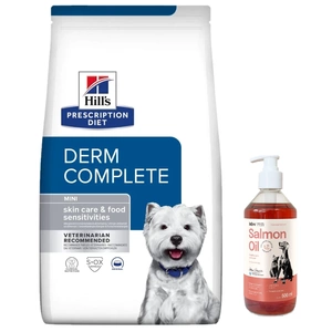 HILL'S PD Prescription Diet Canine Derm Complete Mini 6kg+LAB V Ulei de somon pentru câini și pisici 500ml