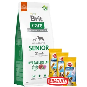 BRIT CARE Hrană hipoalergenică pentru miel senior 12 kg + 3xDentaStix GRATUIT!