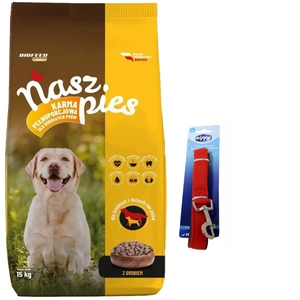 Hrană pentru câini Our Dog cu carne de pasăre 15 kg+Zippy lesă pentru câini, roșu