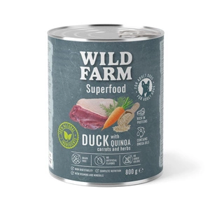 WILD FARM Superfood Duck (Rață cu quinoa, morcovi și ierburi) 800 g hrană pentru câini fără cereale