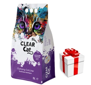 Clear Cat Blanco Lavender 20l de litieră de bentonită+Cat Surprise