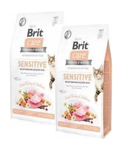 Brit Care Cat Fără cereale Sensibil Digestie sănătoasă și gust delicat cu curcan și somon 2x7kg