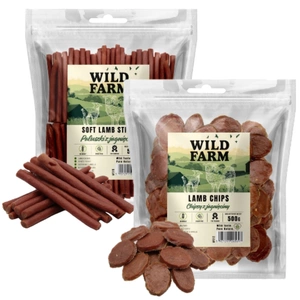 WILD FARM Lamb Chips 500 g gustare pentru câini + WILD FARM Lamb Chips 500 g gustare pentru câini