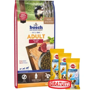 BOSCH Adult Lamb &amp; Rice 15 kg + PEDIGREE DentaStix 3x45/77 g