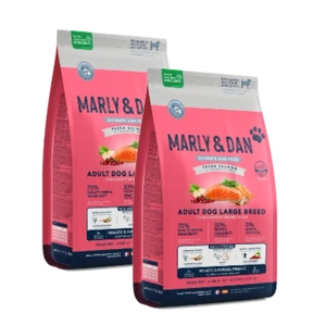 Hrană uscată Marly & Dan pentru câini adulți de talie mare, cu somon proaspăt, holistică și hipoalergenică, 2x12 kg