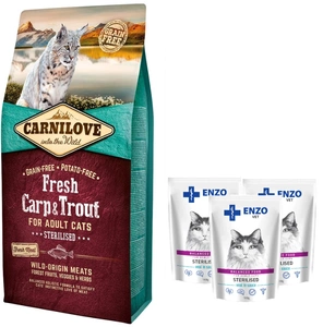 Carnilove Fresh Crap Pastrav Adult Pisica 6 kg+3xENZO VET Sterilizat cu vitel in sos 100g