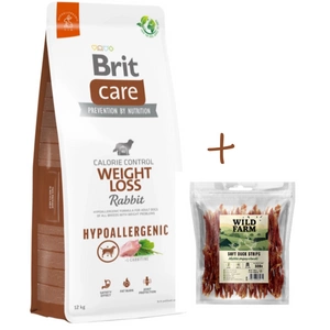 BRIT CARE Weight Loss Rabbit 12kg+WILD FARM Soft rață benzi 500g tratează câine