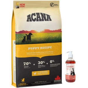 Acana Heritage Puppy &amp; Junior 11,4 kg + LAB V Ulei de somon pentru câini și pisici 500 ml