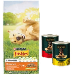 PURINA Friskies Balance Pui cu legume 15kg+Hektor Mixed Flavours 2x1240g
