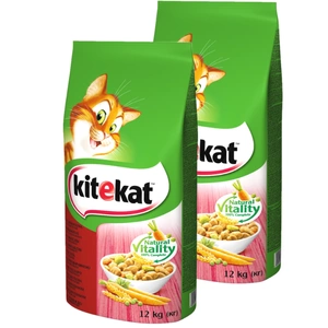 KITEKAT Hrană uscată pentru pisici cu carne de vită și legume 2x12kg