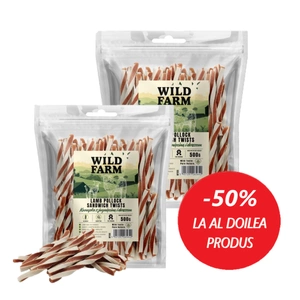 WILD FARM Sandviș cu miel și cod 2x500g gustare pentru câini