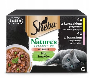 SHEBA plic 8x85 g Nature's Collection Selection of Flavours - hrană umedă completă pentru pisici adulte, în sos