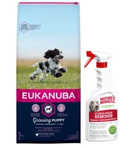 Eukanuba Puppy&Junior Medium Breed 15kg+Nature's Miracle Stain&Odour REMOVER DOG 473mlNature's Miracle Stain&Odour REMOVER DOG 473ml GRATIS!!!