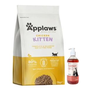 Applaws Kitten Chicken hrană uscată pentru pisoi 7.5kg+LAB V ulei de somon pentru câini și pisici 500ml