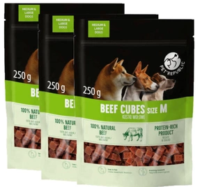 PetRepublic carne de vită cuburi pentru câini 3x250g M