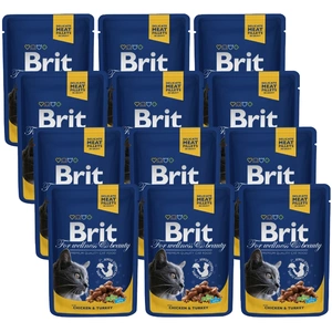 Brit Premium Cat pentru pisici adulte cu pui și curcan 12x100g