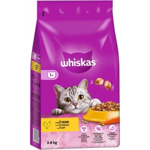 WHISKAS Adult 3,8 kg – hrană uscată pentru pisici adulte, cu pui delicios