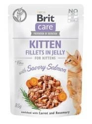 Brit Care Cat Pouch Kitten Fileuri de somon în sos îmbogățit cu morcovi și rozmarin 85g