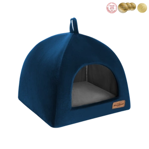 RECOBED câine ladă catifea albastru marin M 50x50cm