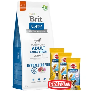 BRIT CARE Dog Hypoallergenic Adult Large Breed Lamb 12 kg + 3xDentaStix GRATUIT!