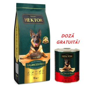 HEKTOR BALANCED Adult 15kg+Hektor 1240g Carne de vită GRATUIT!