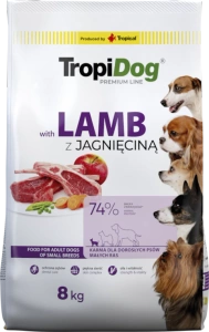 Tropidog Premium Adult Rase mici cu miel și orez 8 kg