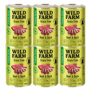 WILD FARM Premium Grain Free Beef and Duck 6x400g - hrană fără cereale pentru pisici