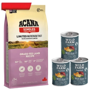 ACANA Singles Grass-Fed Lamb 17kg+Wild Farm Superfood Beef 3x400g