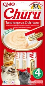 INABA Churu deliciu pentru pisici cu aromă de ton și crab 4x14g