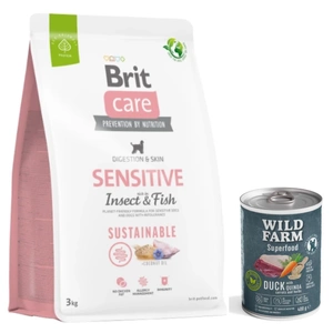 BRIT CARE Sustainable Sensitive Insect &amp; Fish 3 kg + Wild Farm Superfood Duck 400 g