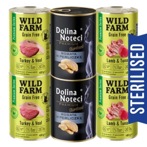 WILD FARM Premium Grain Free + Dolina Noteci 6x400g - hrană fără cereale pentru pisici sterilizate