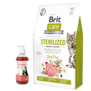BRIT Care Cat Grain-Free Sterilised Immunity Support 7kg+LAB V Ulei de somon pentru câini și pisici 500ml