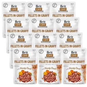 Brit Care Cat  Pouches Fillets În sos cu carne de rață 12x85g