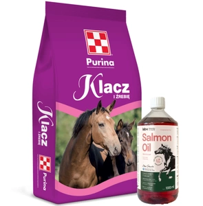 Purina Mare și mânjii 25 kg + Lab-v Ulei de somon – 100% ulei de somon din Atlantic pentru cai 1000 ml