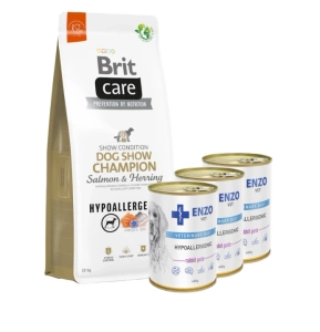 BRIT CARE Dog Hypoallergenic Dog Show Champion Somon & Hering 12kg3xENZO VET Hypoallergenic diet with rabbit for dogs 400g